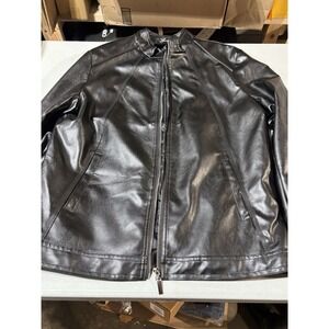 AOWOFS Men's Faux Leather Jacket (Size L)